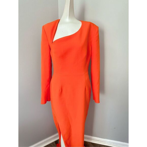 Safiyaa Ottavia Asymmetric Crepe Gown in Orange US 8 $1815 - Picture 4 of 12